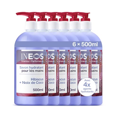 INEOS – Savon Main liquide - Hydratant – Hibiscus + Noix De Coco – 6 x 500ml