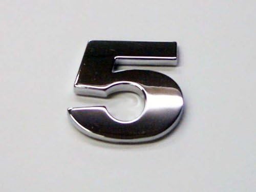 Chrome Look Number 5 Car Decal / Badge - Comes with Self Adhesive Back
