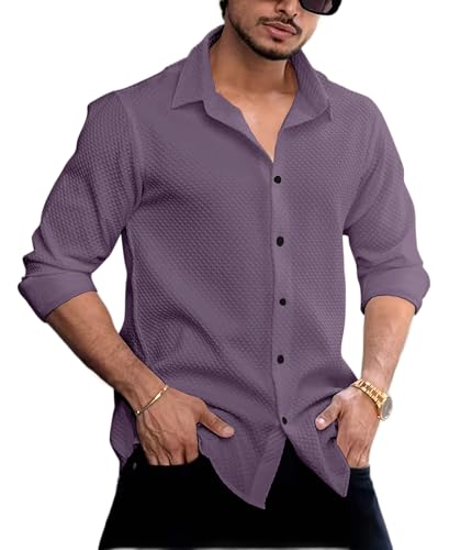 Image of Men's Linen Casual Shirt | Long Sleeve Button Down | Textured Design | Regular Fit Summer Wear | Lightweight & Stylish Shirt for Men