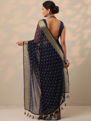 Image of Libas Printed Chiffon Saree for Women With Unstitched Blouse Piece | Traditional Saree for Festive & Wedding