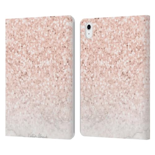 Coque iPad Air 2022 Étui Portefeuille Cuir Rose Or Pailleté Marbre