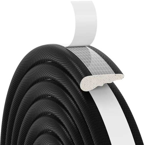 vsshe Joint Fenetre Isolation, 5m Joint Fenêtre et Porte de Mousse Adhésive, Bande Caoutchouc Antichoc, Boudin PVC Cadre Porte,Isolation du bruit et Froid, pour Joint porte entree, Fenetre (Noir)