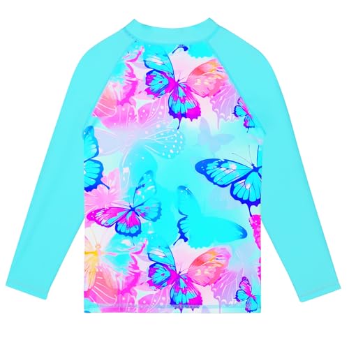 Image of TFJH E Girls Long Sleeve Two Piece Rash Guard Set UPF 50+ 3-13 Y | Stretchy & quick-dry fabric, breathable & lightweight, UPF 50+ sun protection, ideal for pool beach vacation