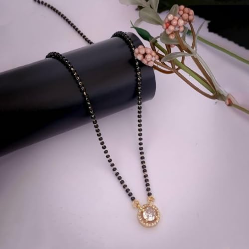 Image of Jewels Galaxy Gold Plated Round Shaped Mangalsutra with Chain for Women