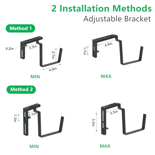 Ybing BOD4 4 Pack Railing Planter Box 16.9 Inches Green Window Flower Boxes With Metal Brackets Balcony Planters Railing Hanging Fence Planter Plastic Outdoor Deck Railing Planter Boxes thumb #3
