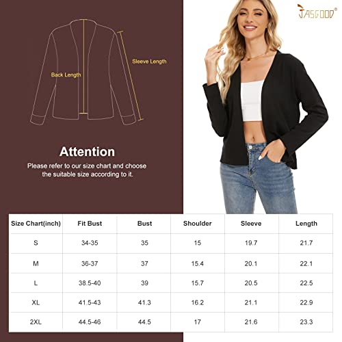 Jasgood Women's Long Sleeve Cardigan Black Open Front Bolero Shrugs Sweater For Women Casual Jeans Dress,Black,M #TOP6