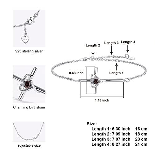 Yzsfmzge Cross Bracelet 925 Sterling Silver January Birthstone Bracelets For Women Heart Garnet Bracelet Birthday Jewelry Gift For Women Girls #TOP3