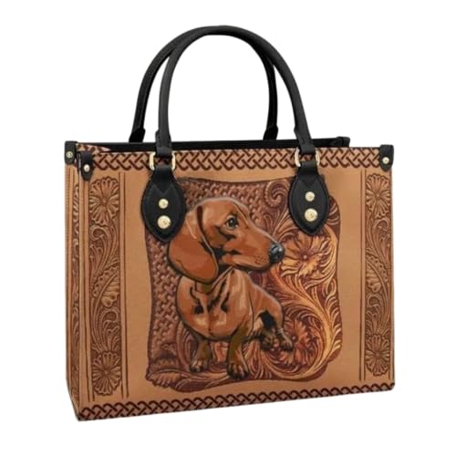 Bolso de cuero Dachshund para mujer miniatura 1