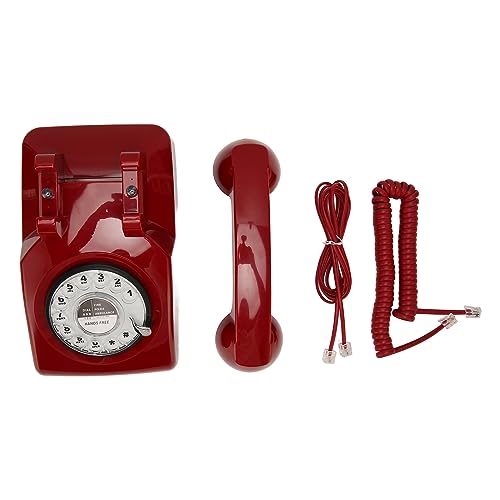 Teléfono fijo vintage retro con disco giratorio rojo miniatura 6