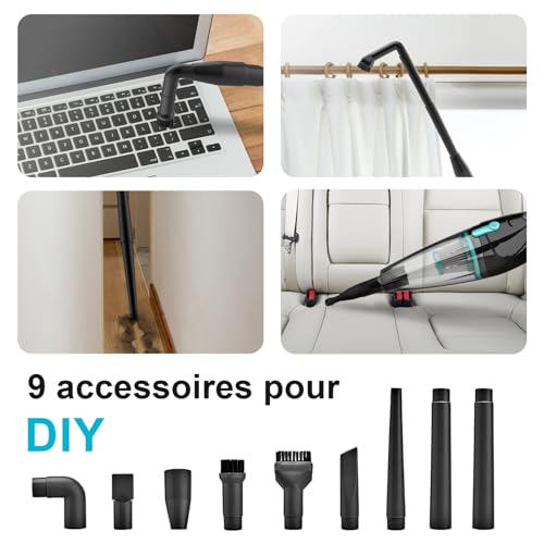 Aspirateur Balai avec Fil, Aspirateur Balai Filaire Puissant, 2 en 1 Aspirateur à Main avec 6m Long Câble, 16000Pa Aspirateur Balai et électriques sans Sac Vertical Léger pour Poils d'animaux – Image 5