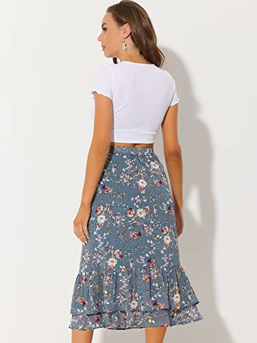 Image of Allegra K Women's Printed Skirt 2025 Weekend Trendy Summer Chiffon Ruffle Tiered Flowy Midi Skirts