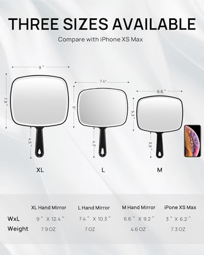 Image of OMIRO Plastic Rectangular Handheld / Tabletop Mount Mirror with Handle ( Extra Large , 9 inch x 12.4 inch, Black)