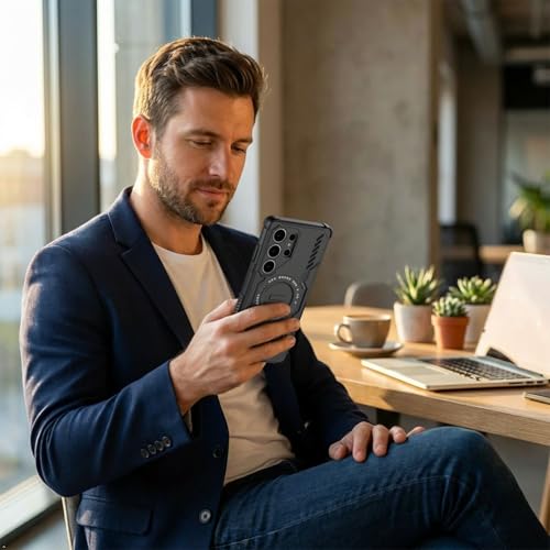 Image of ShieldTech Back Cover Case for Samsung Galaxy S25 Ultra 5G | 360 Protection Mobile Phone Case | Mag-Safe | Samsung Galaxy S 25 Ultra Back Cover | Samsung Galaxy S25Ultra 5+G - Black TPU + PC