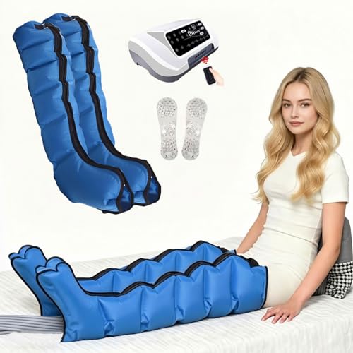 ZHNANDAMAI Maquina Presoterapia Piernas y Abdomen para Casa, Botas de Presoterapia 6 Camaras, Control Remoto Inteligente, Temporizador 10-90 Min Ajustable, Masajeador de Compresion, Alivio Muscular