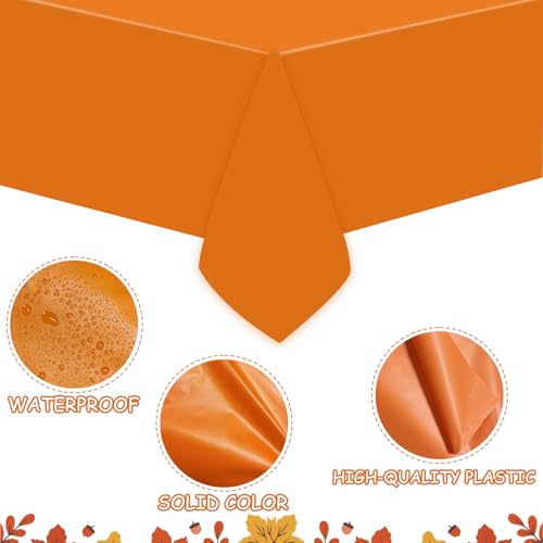 Image of 12 Pcs Plastic Tablecloths, Disposable Rectangle Autumn Table Cover 54 x 108 Inch Waterproof Table Covers for Fall Harvest Thanksgiving Day Harvest Birthday Birthday Baby Shower Party Decorations