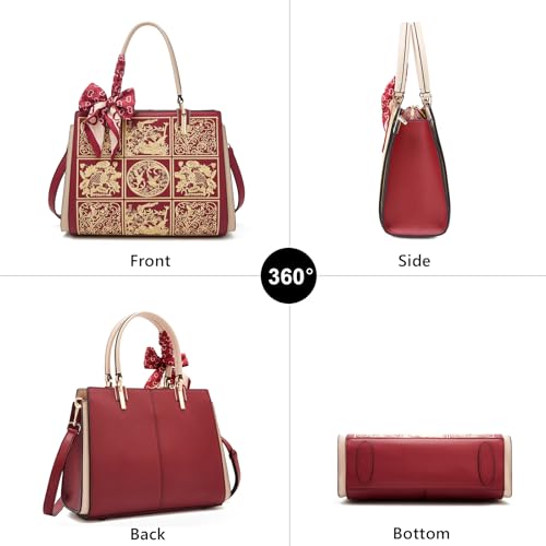 Image of FOXLOVER Medium Tote Bag for Women Designer Vintage Satchel Handbags Top-handle Purses
