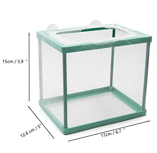 Image of COMOK Fish Hatchery Breeder Box Aquarium Separation Net Nylon Incubator Mesh Fish Breeding Tanks Isolation Box Green Square