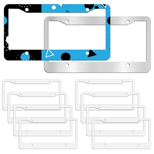 OKBA 10 pcs Sublimation License Plate Frame Blanks,White Metal Aluminum Tag, DIY Custom Picture Design for tag Frame (12.2x6.3x0.04in) by OKBA - Used condition - US$22.50
