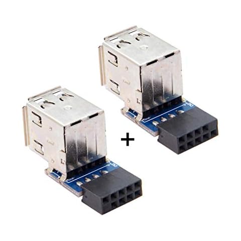Cablecc 2pcs 9Pin/10Pin Motherboard Female Header to Dual USB 2.0 Female Adapter Vertical Type Cover