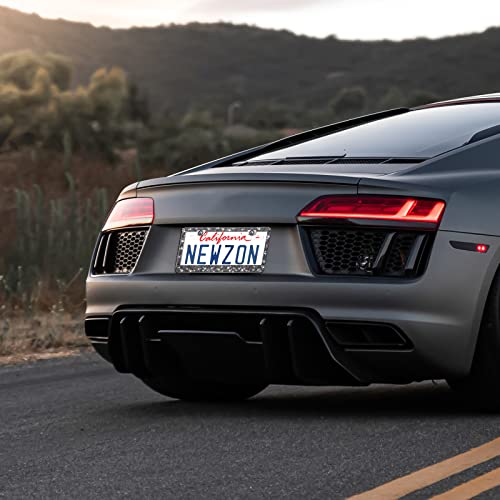 Newzon Gray Bling License Plate Frames, 1Piece Luxury Handcrafted Glass Rhinestone License Plate Accessories, Sparkling Diamond Stainless Steel Waterproof Plate Frames With Crystal Screw Cap For Women #TOP1