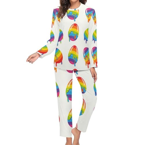 Image of Womens Pajamas Sets 2 Piece Long Sleeve Lounge Set Loose Pants Pj Sets Loungewear with Pockets