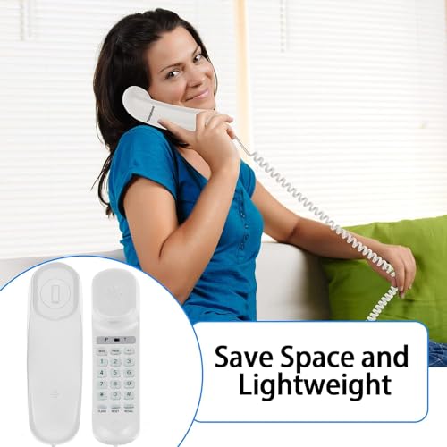 Corded House Phones Landline,Landline Telephone Last Number Redial, Pause, Flash, Dial Pad on Base unit Desk Home Phone,Wall/Desk Mountable Landline Telephone, for Office, Hotel,Home,Bathroom(White) - Image 5