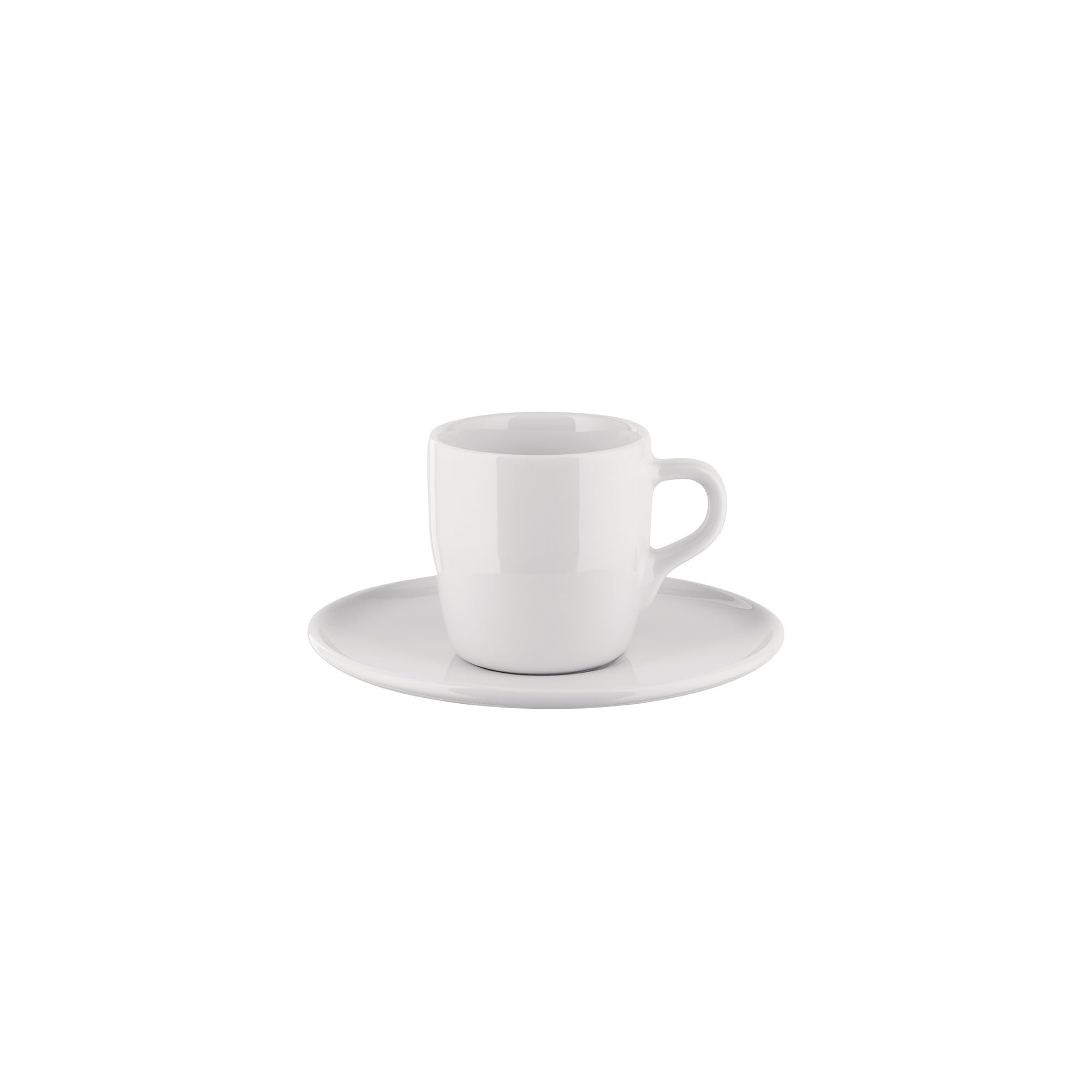 Alessi White Itsumo Nf07/76S - Designer Coffee Cup Set With Saucer, Everyday Use, Minimalist Aesthetic, In Porcelain, Diameter 12.5 Cm