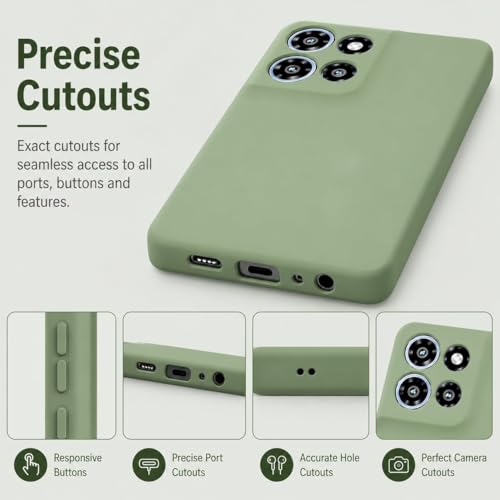 Image of DIZORO Microfiber Candy Case for Motorola Moto Edge 70 Fusion 5G Smooth Touch Cushion Liquid Soft Silicone Gel Phone Cases Non-Slip Full Body Protective Back Cover - Matcha