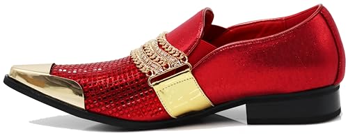 Image of Enzo Romeo Crisino Men Rhinestone Chrome Toe Suede Pointy Buckle Dress Loafer Slip On Shoes