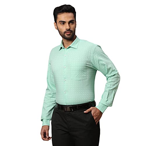 Image of Park Avenue Men's Full Sleeve Slim Fit Medium Green Formal Shirt