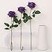 Cloudecor 15Pcs Purple Roses Artificial Flowers Fake Roses Long Stem Velet Rose Silk Flowers for Home Wedding Decoration (Round Roses,Pure Purple)