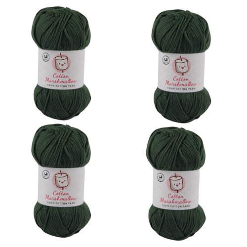 Image of NESTNHAVEN Cotton Marshmallow 100% Cotton Yarn - (50 g, 130 m) - Luxury Yarn for Crochet, Amigurumi, Embroidery, Toys, Garments, Flowers and Hobby Projects (Deep Green) |