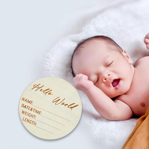 Image of baby announcement sign,hello world newborn sign,baby name sign,welcome baby sign,birth announcement sign (Wood color(flower))