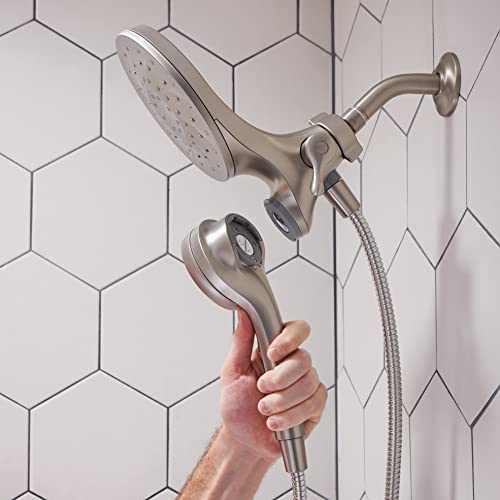 Moen Engage Magnetix Spot Resist Brushed Nickel Multi-Function Handshower And Rainfall Shower Head Trim Combo With Shower Handle, Tub Spout, Metal Hose And Valve, 82304Srn #TOP6