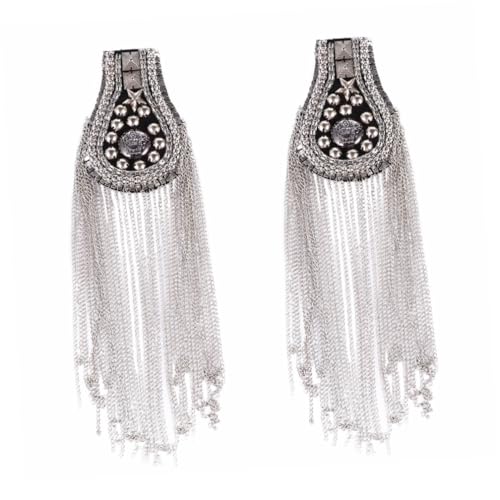 Charretera de hombro plateada PLAFOPE con borlas para broches 6