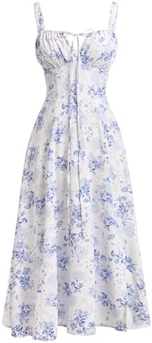 ABEHIK Women Floral Corset Dress Summer Dress 2026 Boho Flowy Sli...