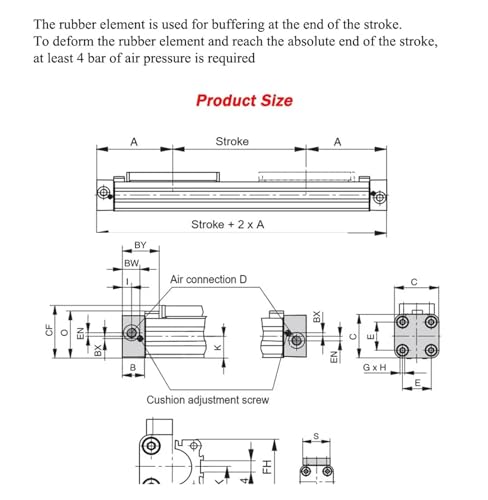 Cylindre diamètre intérieur 25mm OSP-25 à double guidage fluide - 7