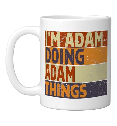 Retro I'm ADAM Doing ADAM Things Funny Birthday Joke Ceramic Mug, White, 11oz