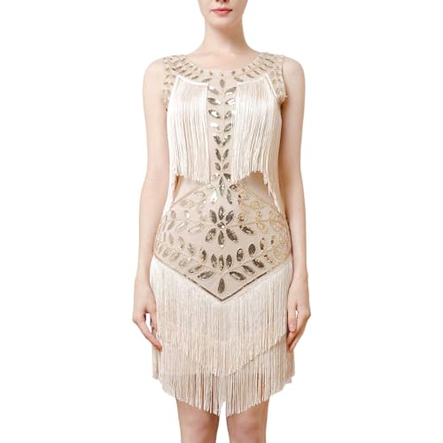 Robe de bal 1920 avec gilet et pompon perlé aux finitions haute couture