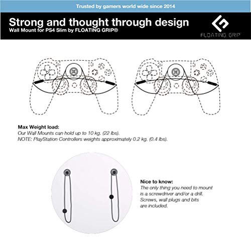 Ps4 / Playstation 4 Wall Mount System By Floating Grip - Wall Mount Hanging Kit For Displaying Ps4 And 2X Controllers On The Wall (Bundle: Fits Ps4 + 2X Controllers, Black) #TOP4
