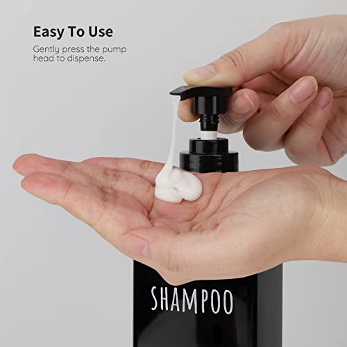 Segbeauty Square Soap Dispenser Black, 3pcs 16.9oz Refillable Shampoo and Conditioner Bottles, 500ml Empty Reusable Plastic Pump Bottle Bathroom Shower Dispenser Set for Body Wash Liquid Gel Lotion4