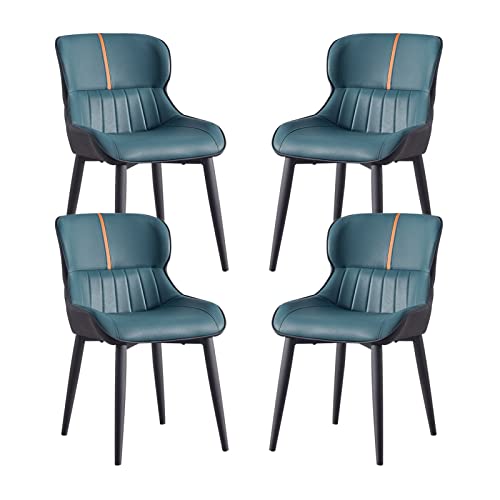 SJIALEN Dining Chairs Set of 4, with Carbon Stee Legs Modern Living Room Side Chairs PU Leather Water Proof Kitchen Counter Chairs Kitchen Chair (Color : Navy Blue)