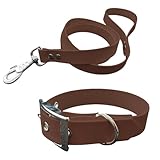 Collier et laisse pour chien BioThane largeur moyenne (35-40 cm, marron foncé)