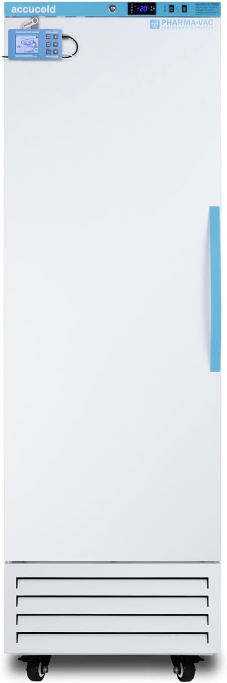 Accucold AFS14PVDL2BLHD 24 Inch Wide 9.53 Cu. Ft. Upright Vaccine All-Freezer - White; Digital Data Logger (DDL) Included; Left Hand Door Swing