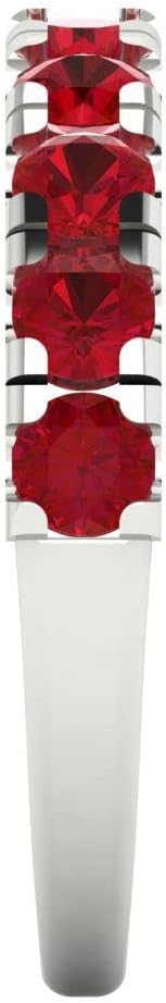Clara Pucci 14K White Gold Wedding Band for Women | Stacking Classic Comfort Fit | Engagement Bridal Jewelry | 1 TCW Round Cut Simulated Ruby (3.0mm)
