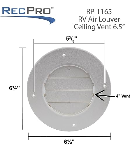Recpro Rv Air Louver Ceiling Vent 6.5" | Fully Adjustable | For 4-5/8" Ducting (1-Pack) #TOP2