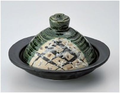 Miniatura 1 de Tajin Pot Shabu Ceramic Pot with Oribe Grid Lid 7.3 x 6.8 x 4.3 inches (18.5 x 17.3 x 11 cm) Direct Flame HotelRyokan Restaurant, Japanese