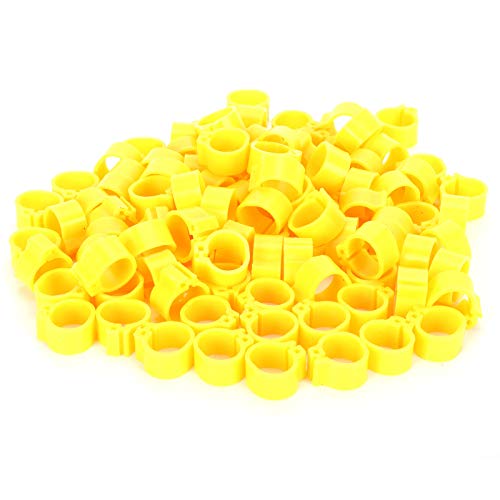 Tomotato - 200 Pièces 10mm Anneau de Patte d'Oiseau, Pigeons Sans Mot Anneau de Jambe Clip en Plastique Sur étiquette d'Identification Bande de Pied de Volaille pour Poussins, Pigeons, Perroquets(Jaune)