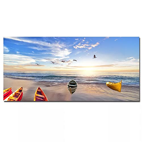 HERWS Canvas Wall Art Modern Landscape Posters And Prints, Canvas Prints For Wall, Sunrise, Sea, Mountain Photo For Living Room, Unframed Decorations Home Decoration (No Frame)