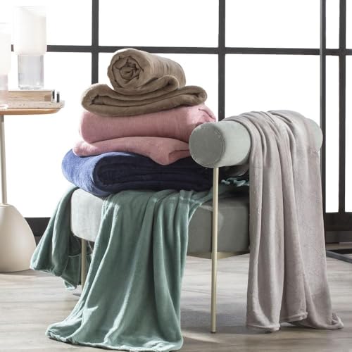 Cobertor Manta Casal King Home Design Corttex Original Antialérgico Lisa Macia Inverno Soft (Bege)